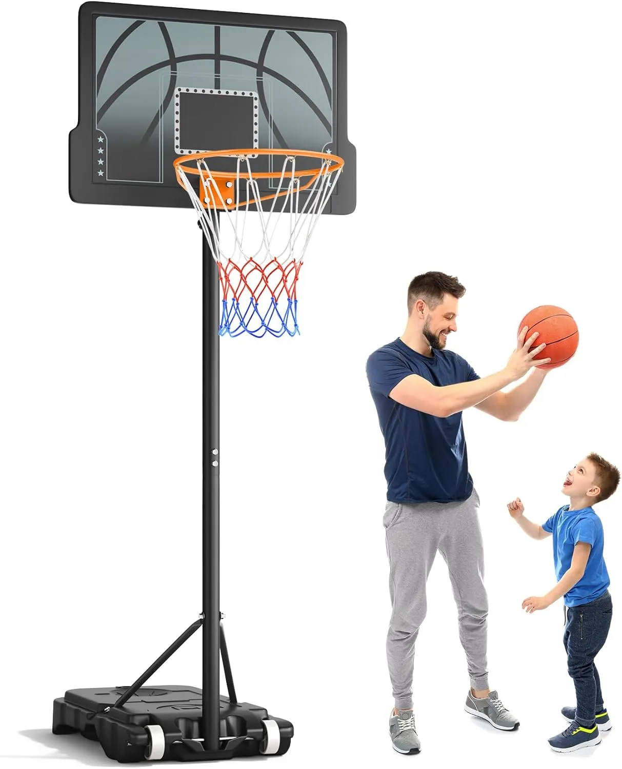 Yohood Children's Outdoor Basketball Hoop, Basketball Hoop with Stand, Height Adjustable 110-210 cm, Portable Basketbal…