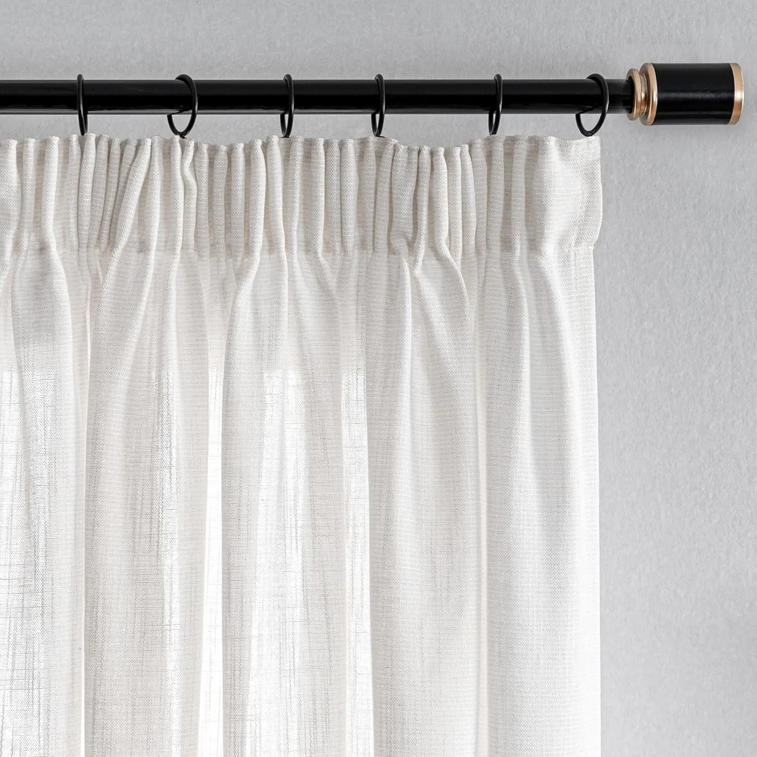 MYSKY HOME Gardine mit Kräuselband Halbtransparent Leinenoptik Curtains