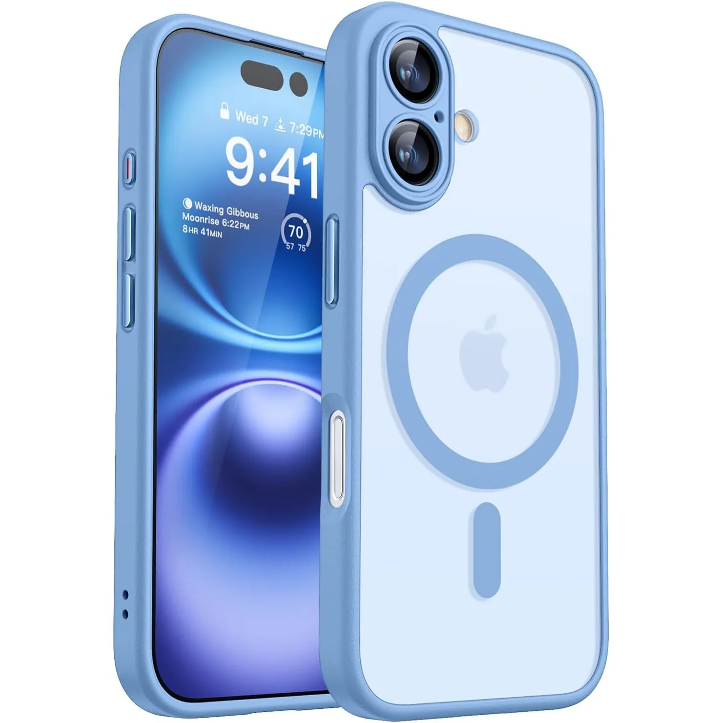 CANSHN für iPhone 16 Plus Hülle mit Kameraschutz, Himmelblau