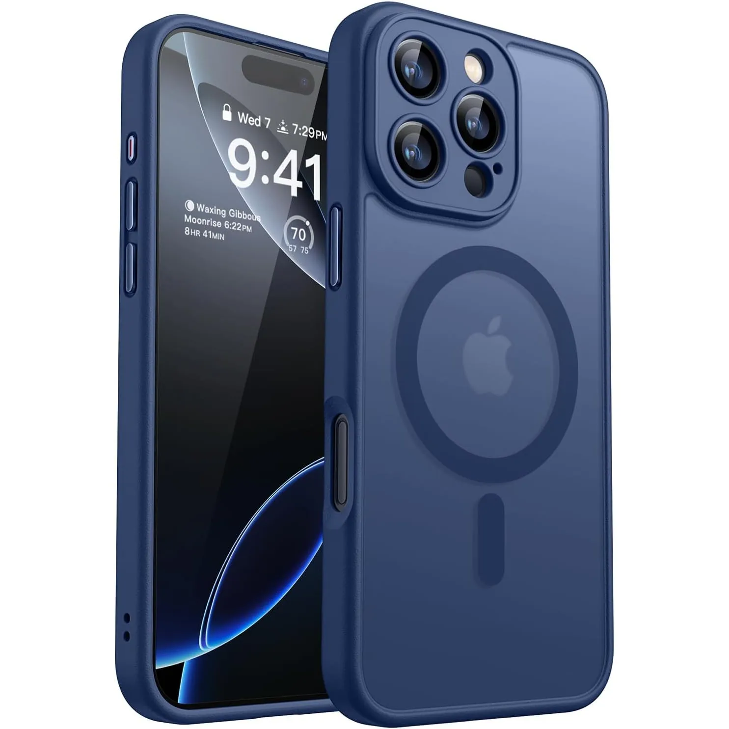 CANSHN für iPhone 16 Pro Hülle mit Kameraschutz, Dunkelblau