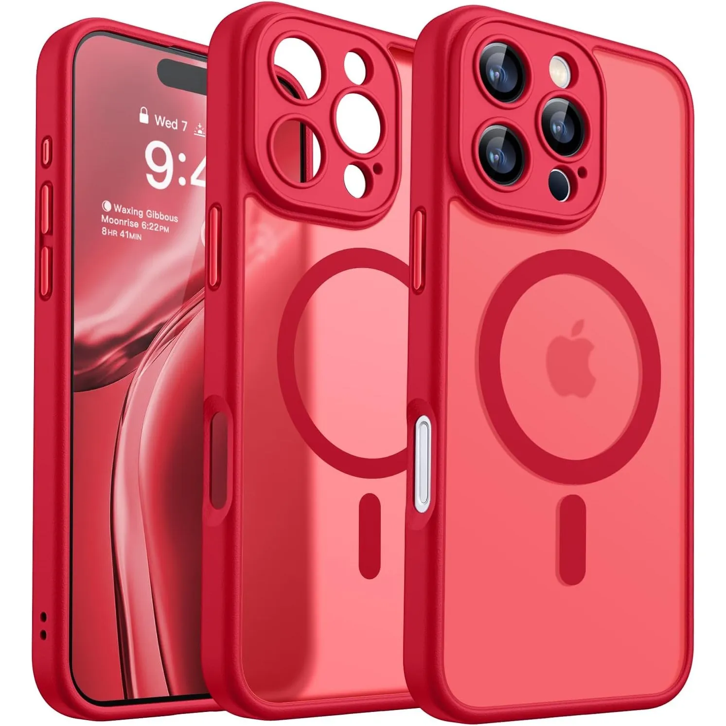 CANSHN für iPhone 16 Pro Max Hülle mit Kameraschutz, Rot