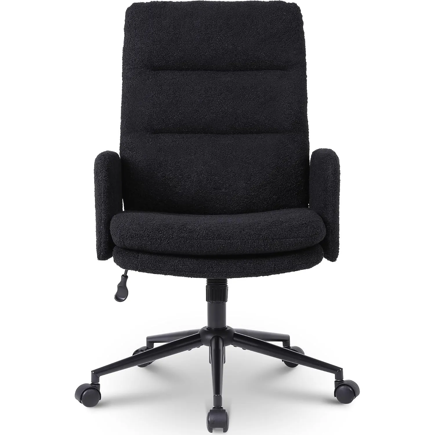 Schreibtischstuhl, Bürostuhl aus Kunstpelz, Schwarz