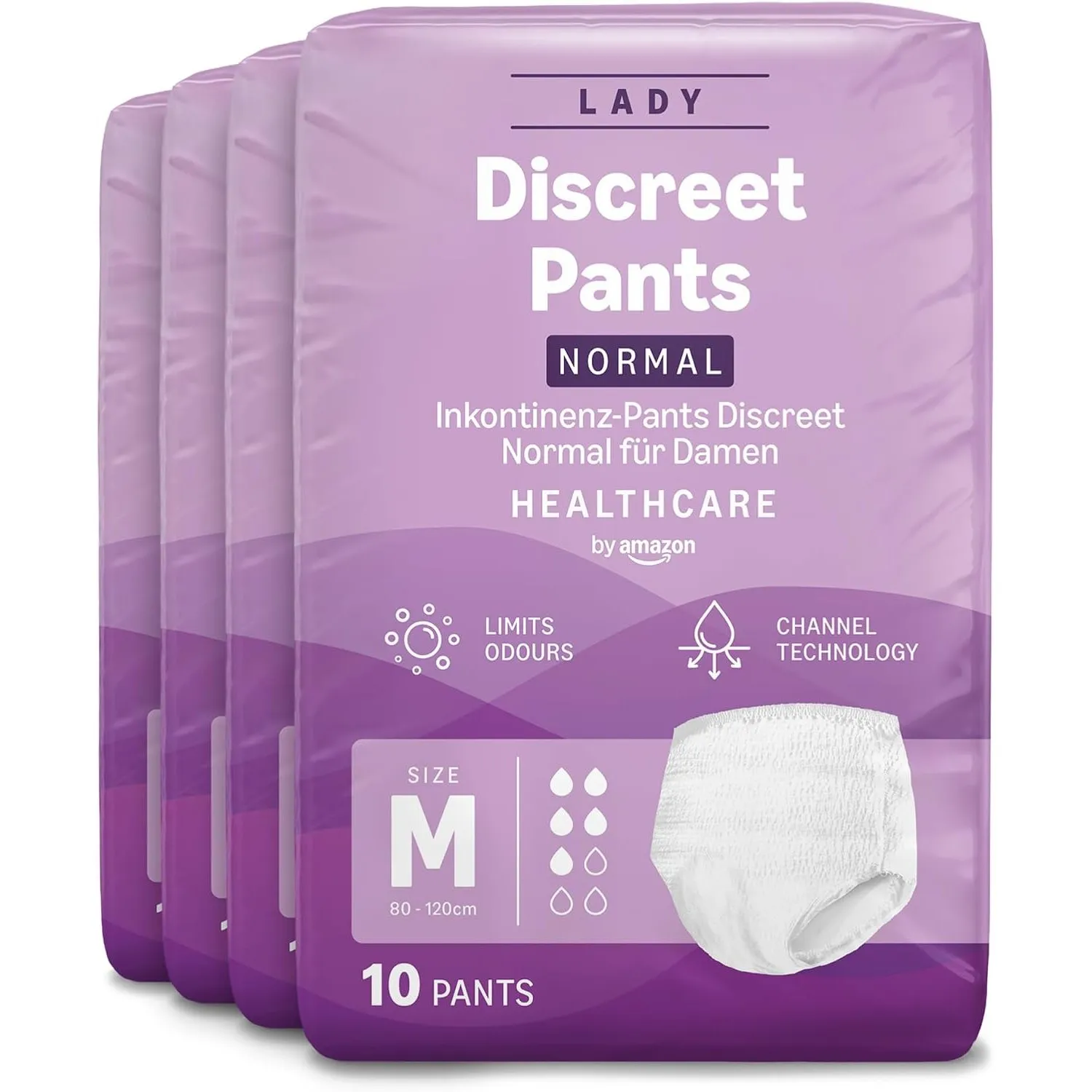 Healthcare by Amazon Discreet Damen Inkontinenz Pants, Normale Saugstärke, M, 40 Stück (4 Packungen à 10 Stück), Weiß, …