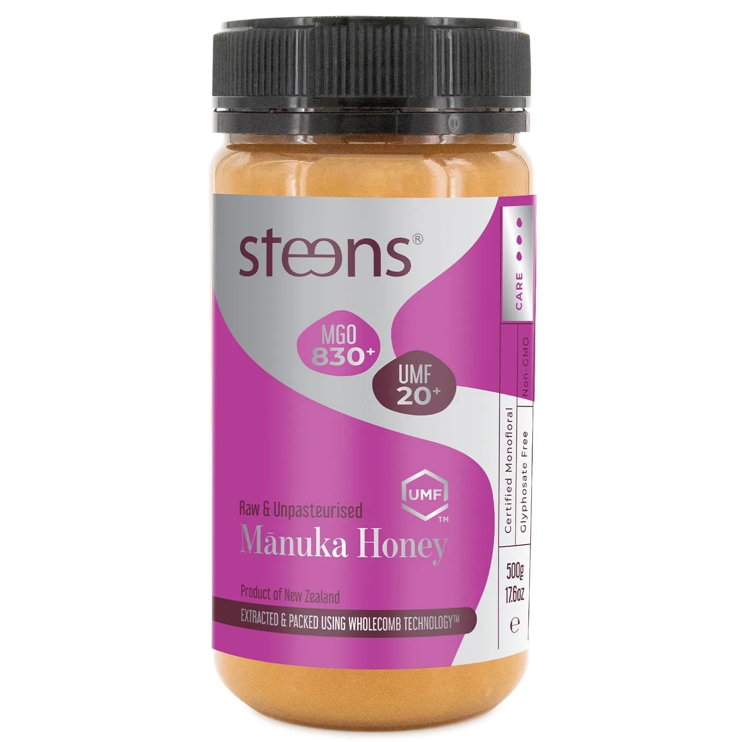 Steens Manuka Honey MGO 830+ - 500 g rein roher 100% zertifizierter UMF 20+ - über Manuka Honig 800 MGO - abgefüllt und…