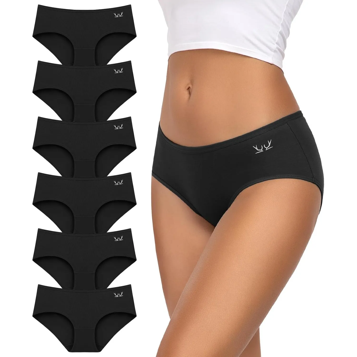 TANSTC Damen Unterhosen Baumwolle 6er-Pack Hipster Slips, Niedrige Taille & Stretch, Atmungsaktiv