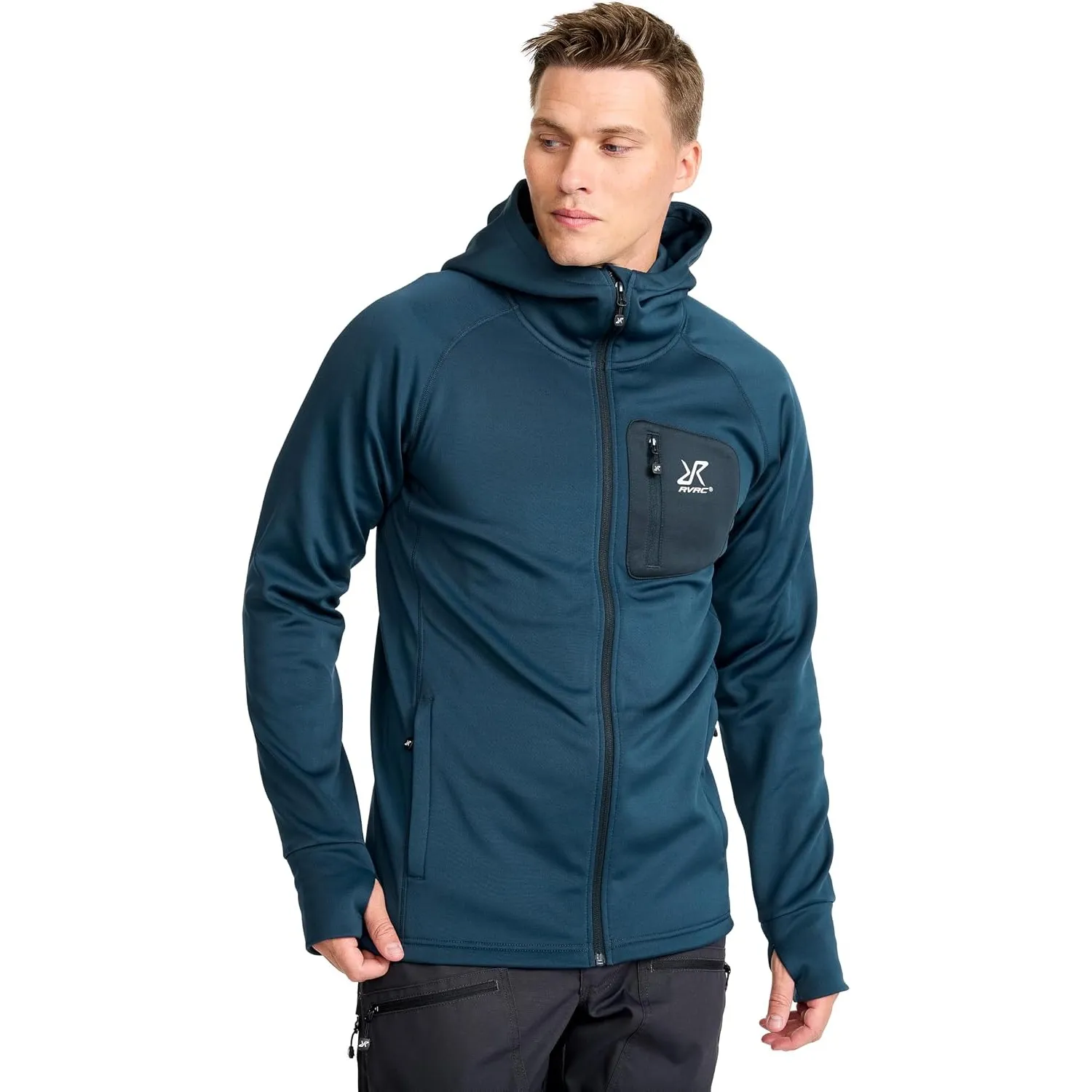 RevolutionRace Evolution Stretch Fleece Hoodie für Herren, Zip Hoodie für Wandern und Outdoor-Aktivitäten