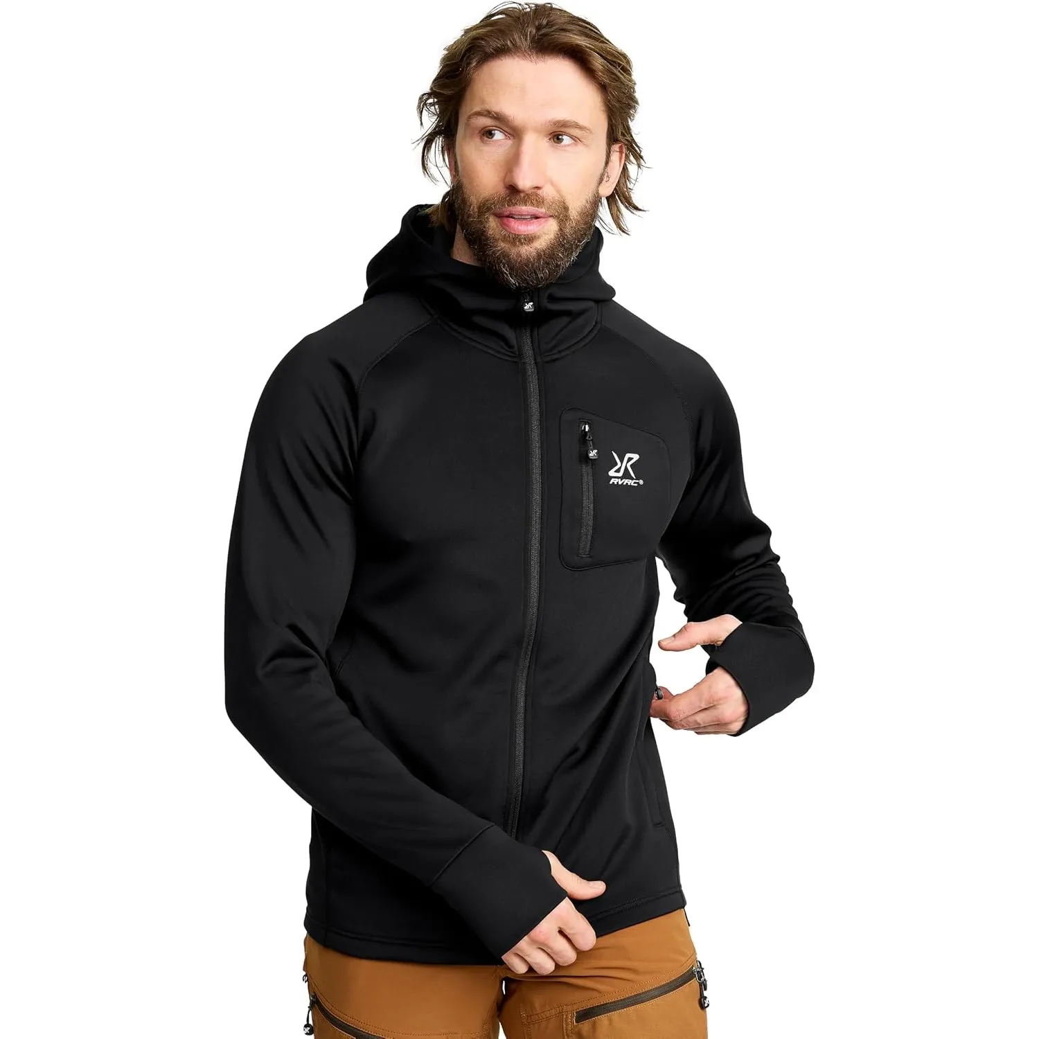 RevolutionRace Evolution Stretch Fleece Hoodie für Herren, Zip Hoodie für Wandern und Outdoor-Aktivitäten