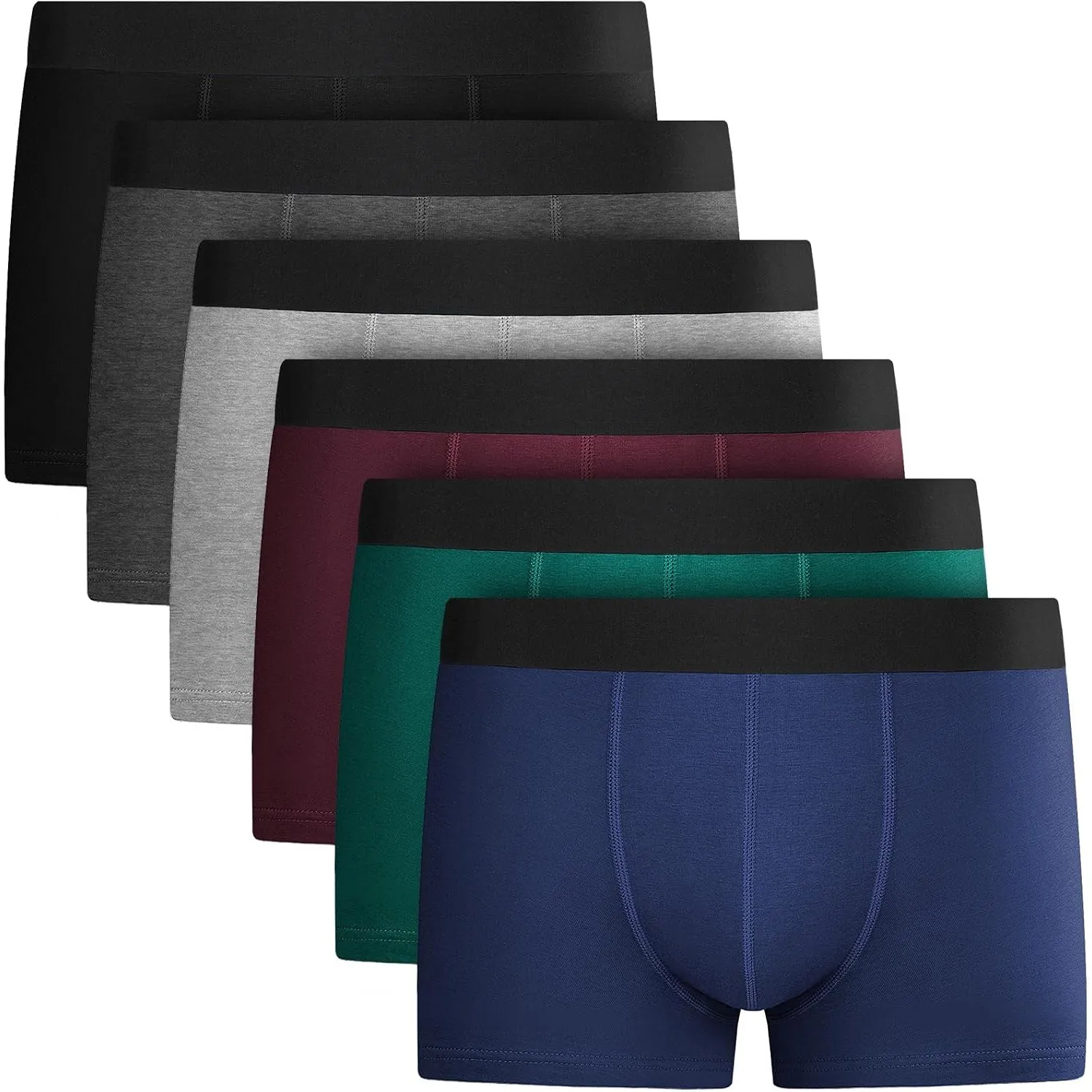 QINCAO Boxershorts Herren 6er Pack, Ohne Logo, Unterhosen Männer Baumwolle