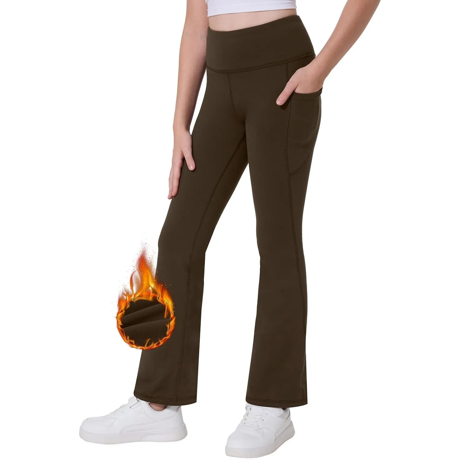 Desol Thermo Schlaghose Mädchen mit Taschen Flared Leggings Mädchen Thermo Leggings Kinder Sporthose Ideale Gymnastikho…