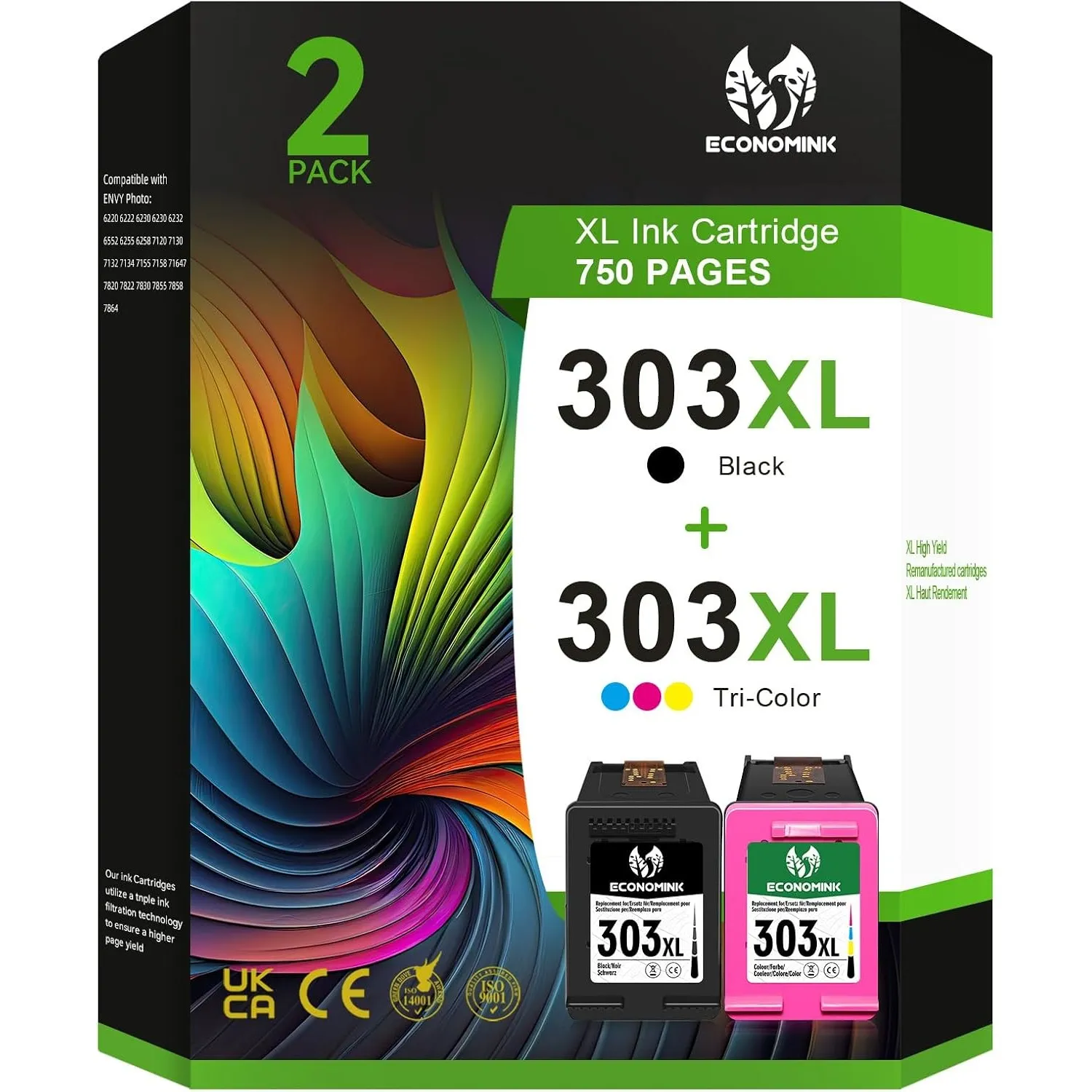 303 Druckerpatronen Multipack, 303 XL Schwarz und Farbe Kompatible für HP 303 Druckerpatronen, für Envy Photo 7134 7830…