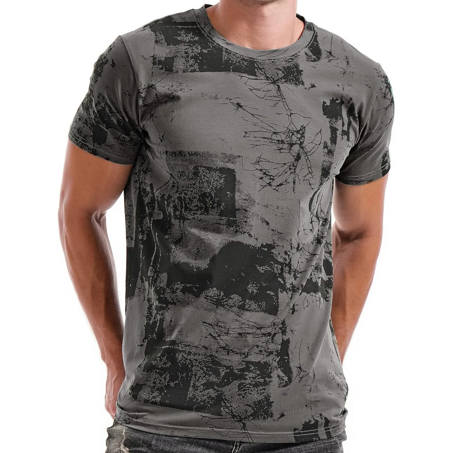 RONOMO Herren T-Shirt 95% Baumwolle 5% Spandex, Mikroelastik, Hautfreundlich