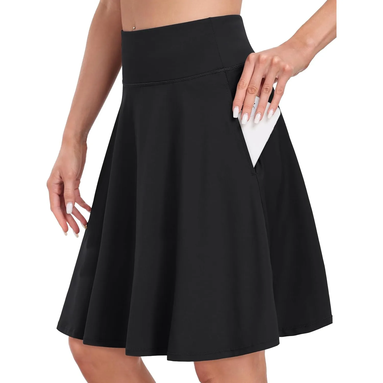 Desol 50cm Tennisrock Damen mit Hose Knielang, Hohe Taille Hosenrock Damen mit 4 Taschen, Golfrock mit Shorts, Skort Da…