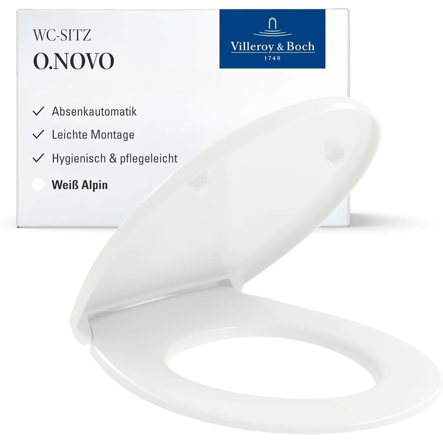 Villeroy & Boch O.novo WC-Sitz, oval – Weiß Alpin, glänzend