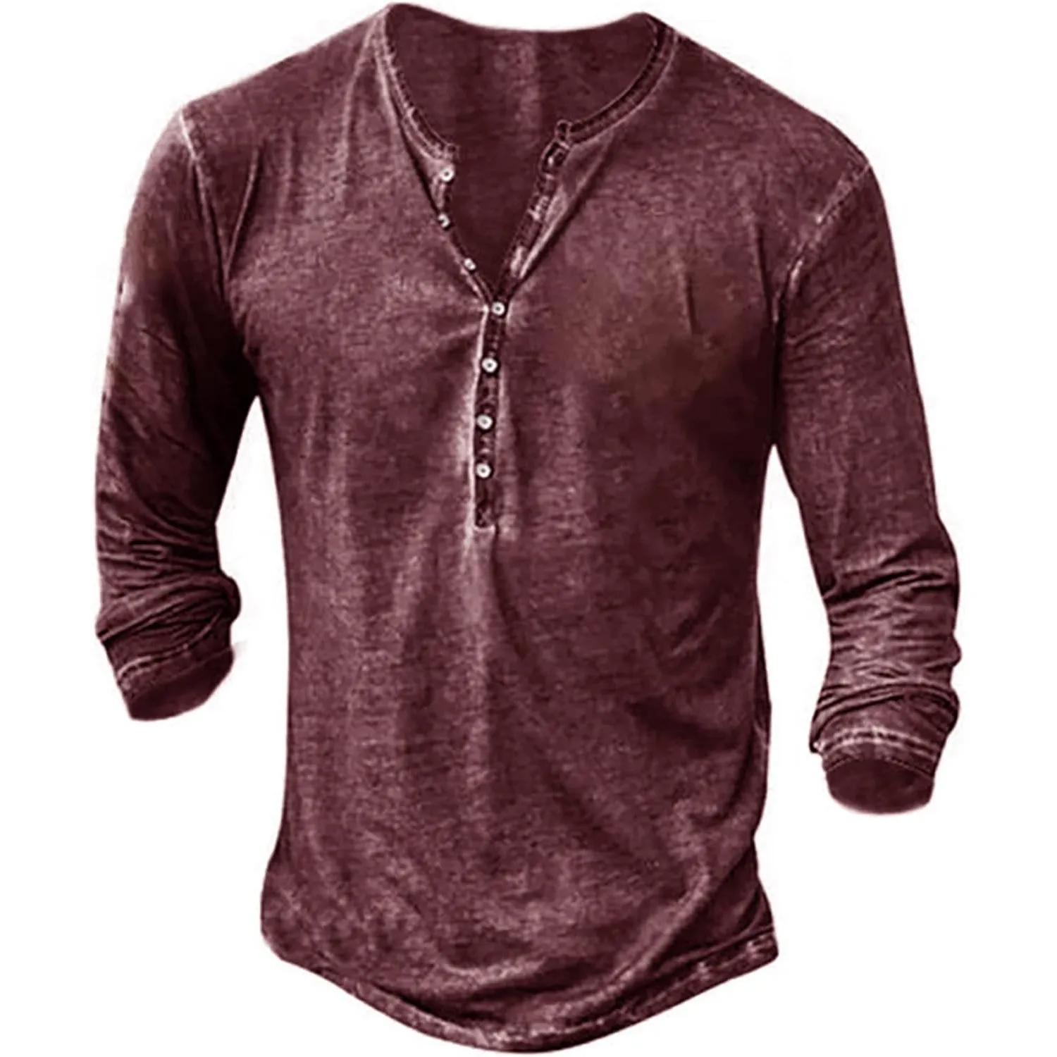 NEMXCE Hemd Herren Vintage Henley Shirt Kurzarm/Langarm T Shirt V Ausschnitt Slim Fit T-Shirt