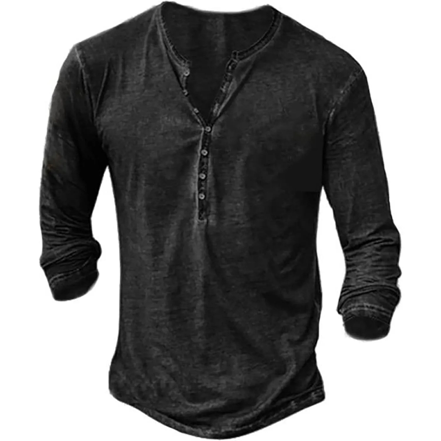NEMXCE Hemd Herren Vintage Henley Shirt Kurzarm/Langarm T Shirt V Ausschnitt Slim Fit T-Shirt