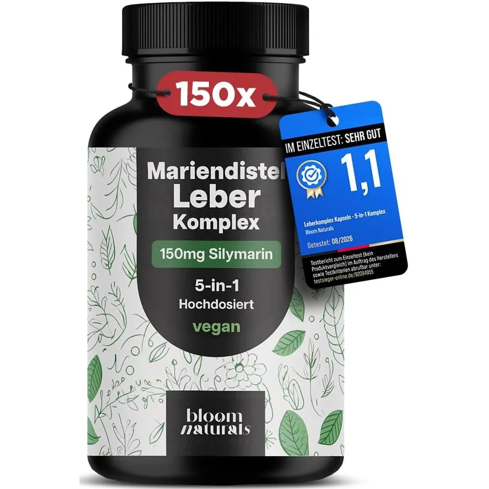 Mariendistel Leber Komplex hochdosiert Testsieger – 150 Kapseln - 5-in-1