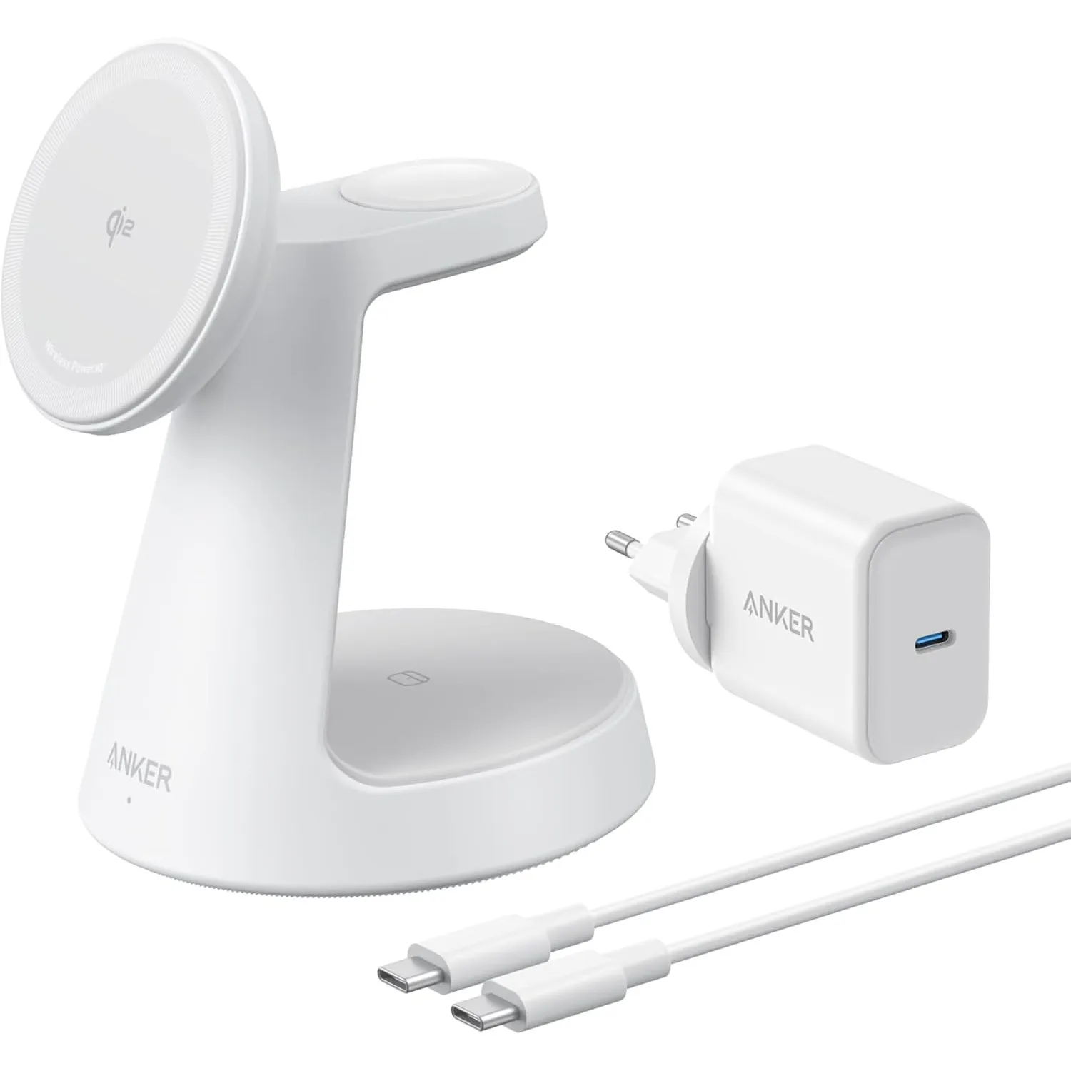 Anker MagGo 3-in-1 Ladestation Qi2 15W MagSafe kompatibel Ladegerät | iPhone Induktive Ladestation, Wireless Charger fü…