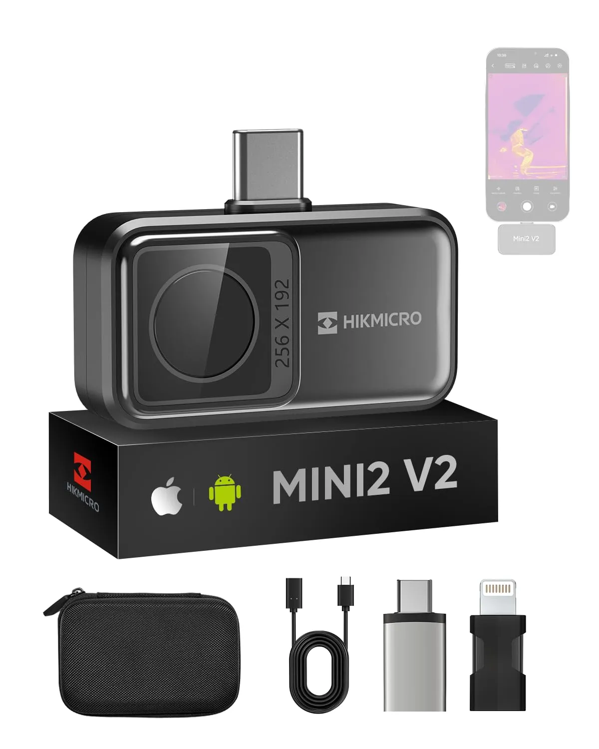 Wärmebildkamera HIKMICRO Mini2 V2, 512x384 Auflösung mit SuperIR, ＜40mK, 25Hz, iOS/Android, 50° Weitwinkel, Infrarot Ka…