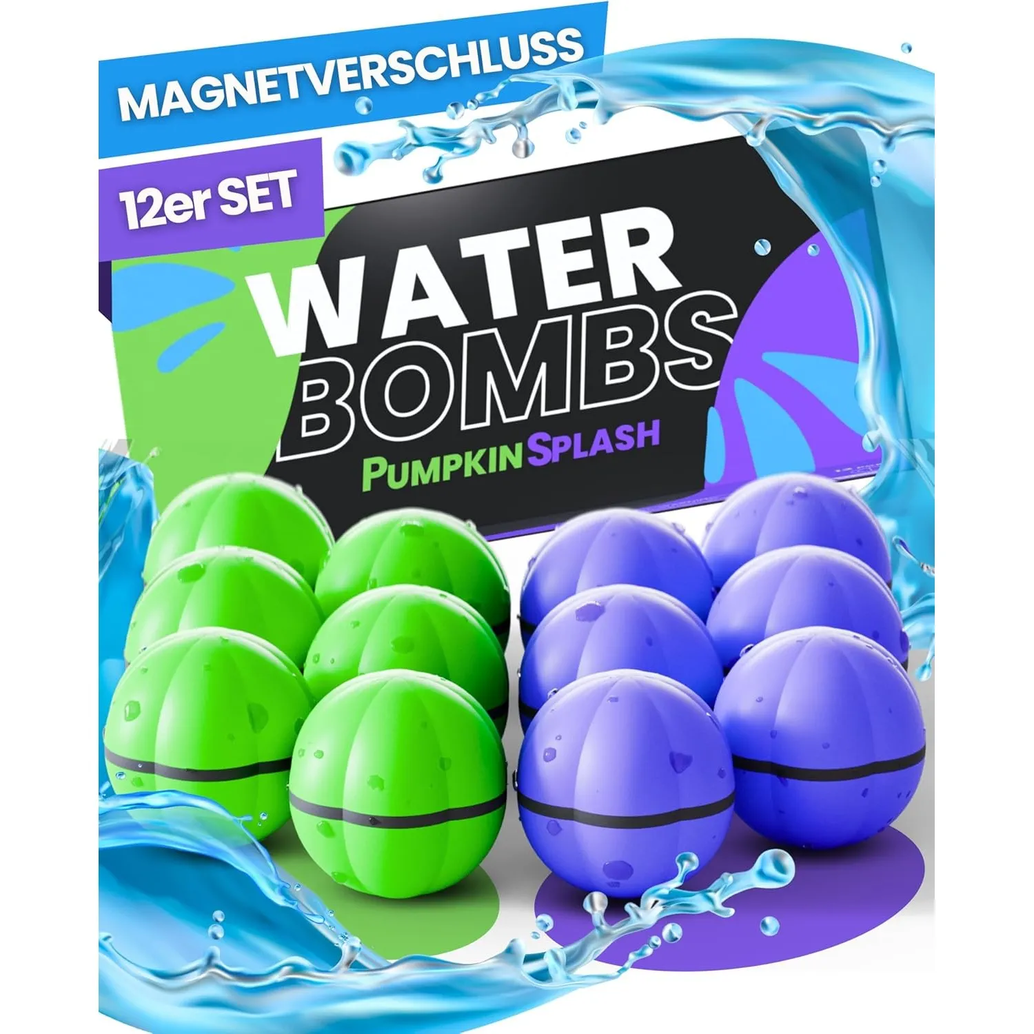 12x Wasserbomben wiederverwendbar in 2 starken Team-Farben [in 1 Sekunde befüllt] - Premium Silikon für RIESEN Spaß - m…