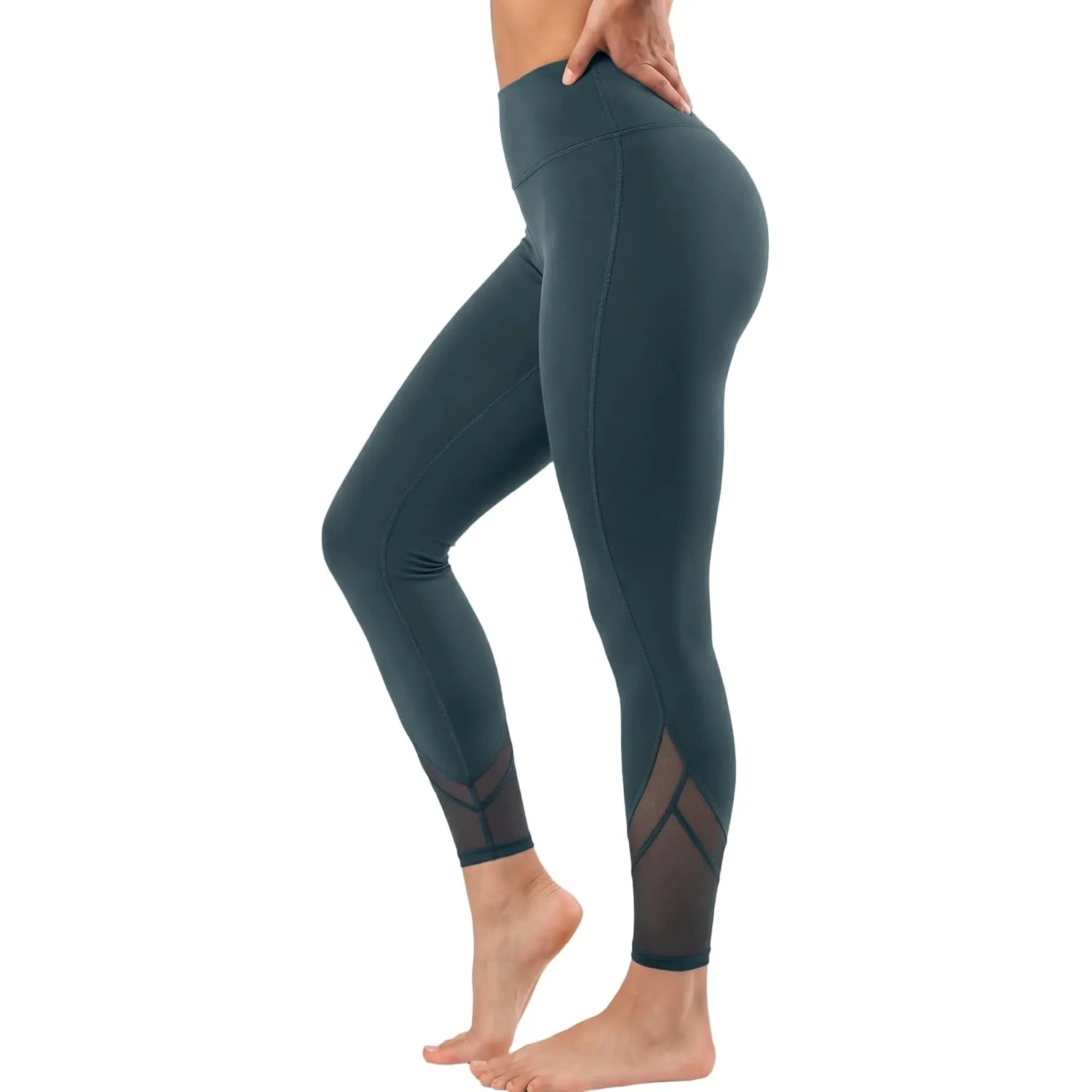 Yvette Sport Leggings Damen mit Mesh-Einsätze Lange Sporthose