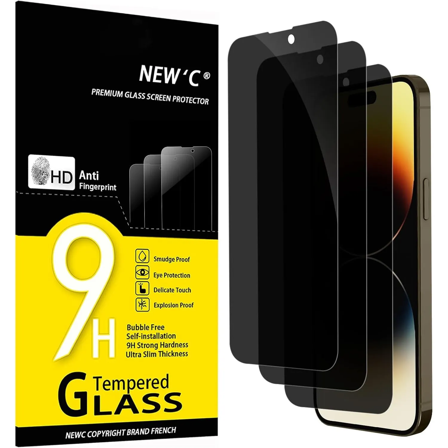 NEW'C Schutzfolie für iPhone 14 Pro Max für Panzerglas Sichtschutz 28°