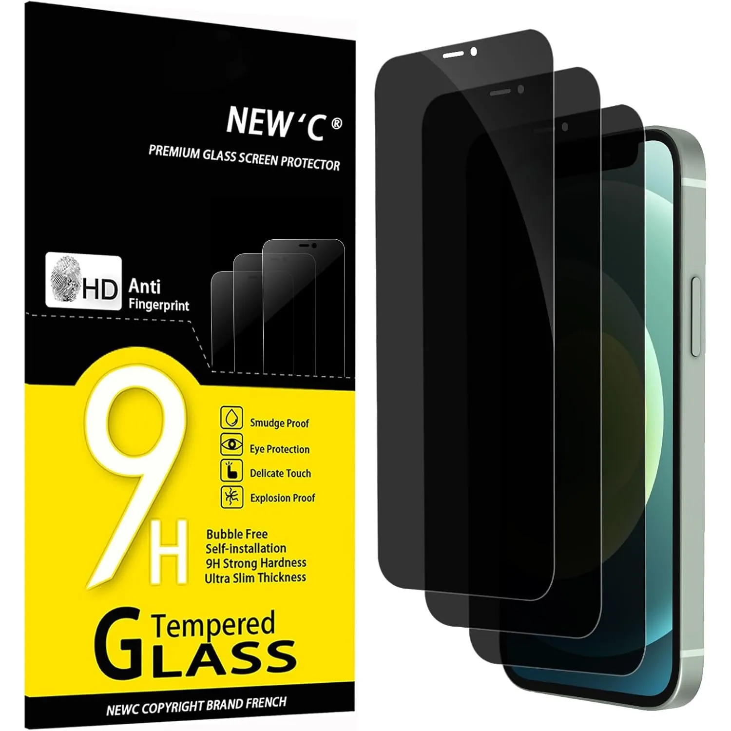 NEW'C 3 Stück, Sichtschutz für iPhone 12 Mini für Panzerglas (5,4 Zoll) für Panzerglas, Verbesserter 28-Grad-schutzwink…