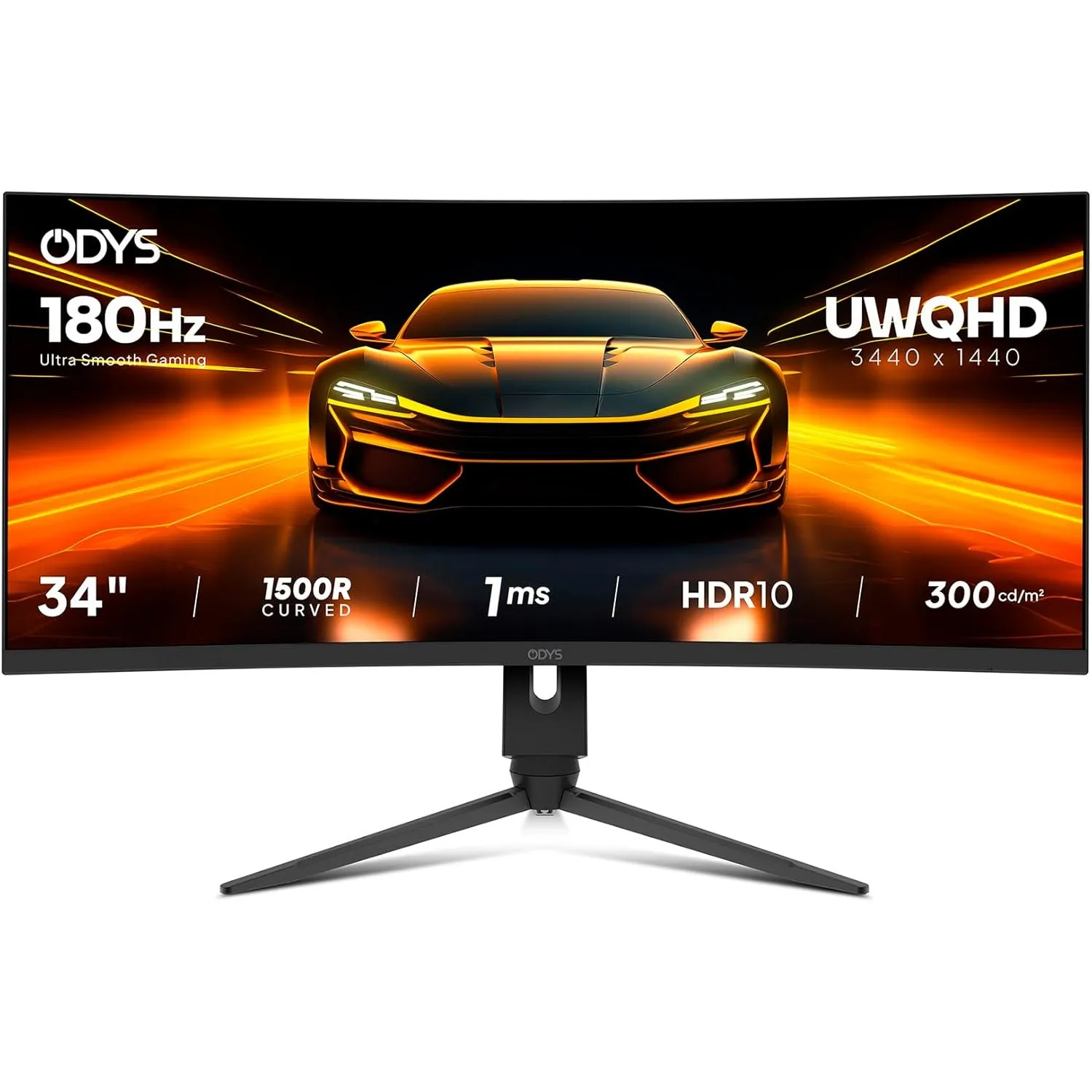 ODYS XP34 PRO-X Curved Gaming Monitor – 34 Zoll (86 cm) UWQHD (3440x1440), 180 Hz (DP), 1ms Reaktionszeit (MPRT),125% s…