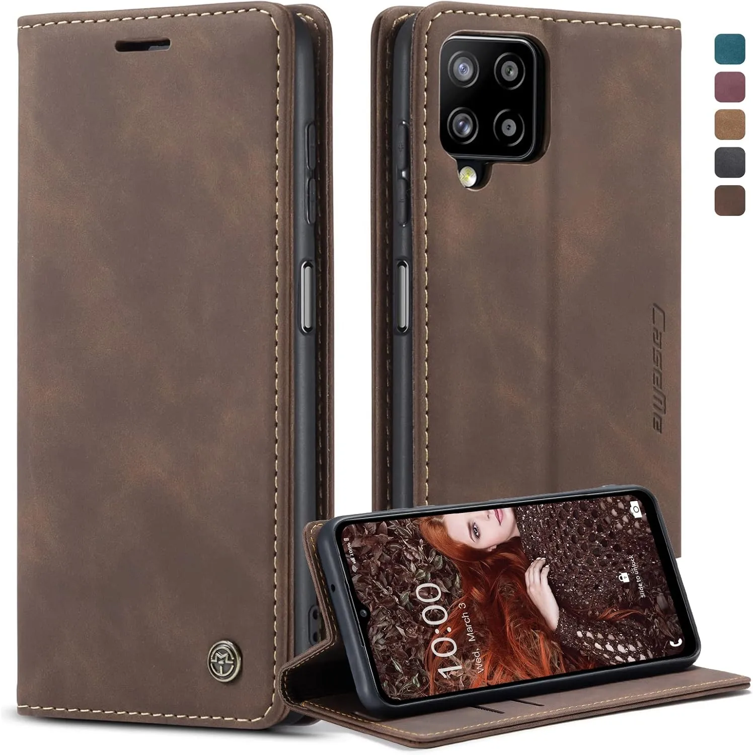 Handyhülle für Samsung Galaxy A12/M12 Hülle, Premium Lederhülle Weiches Vintage-Nubukleder Faltbare Ständer Klapphülle …