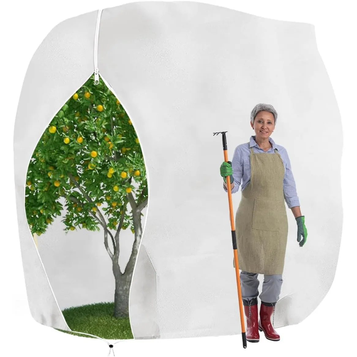 Kimgull 1 Stück Winterschutz für Pflanzen Frostschutz Schutzhülle Winterschutz Kübelpflanzensack mit Zugband, Wiederver…