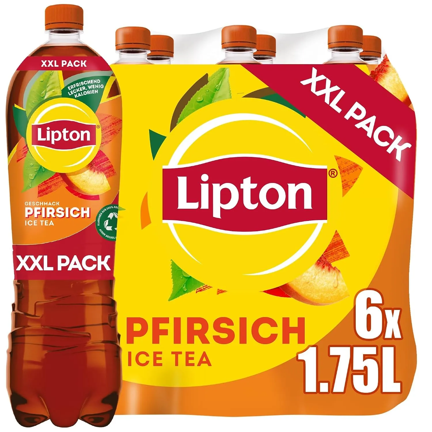 Lipton Ice Tea Peach, 6x1,75l – Eistee mit Pfirsich Geschmack, Einweg