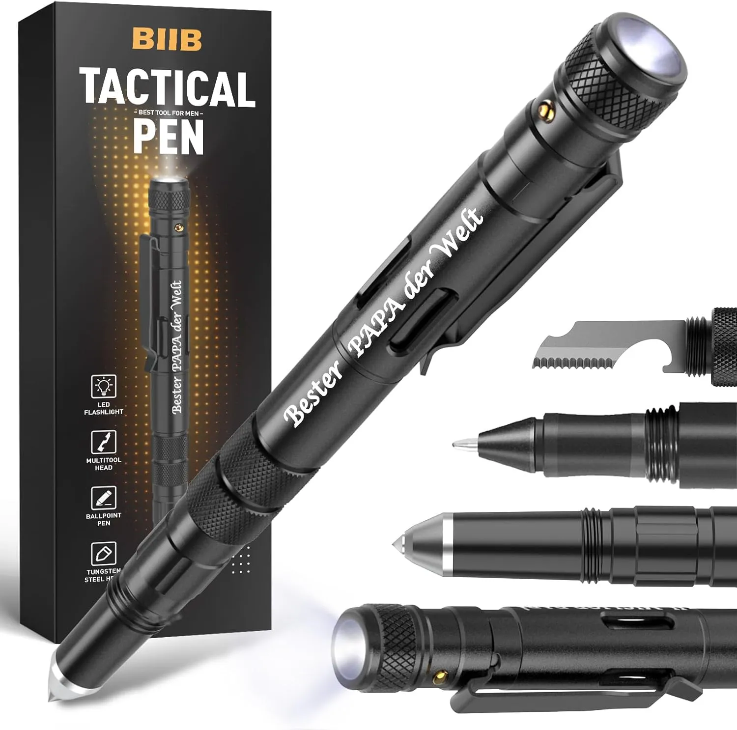 BIIB Geschenke für Männer, Vatertagsgeschenk für Papa, Multitool Pen mit LED Gadgets, Geburtstagsgeschenk für Männer, F…