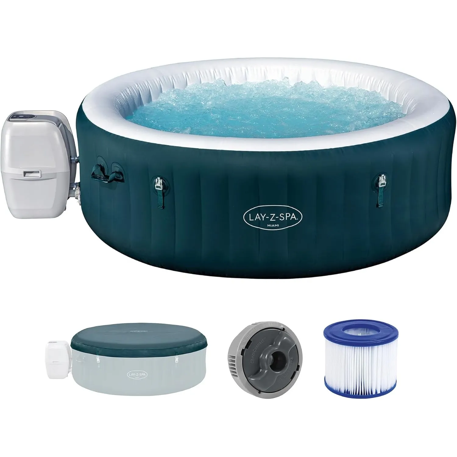 Bestway® Lay-Z-SPA® Energiespar-Whirlpool Miami AirJet™ für 6 Personen Ø 196 x 66 cm, Dunkelgrün