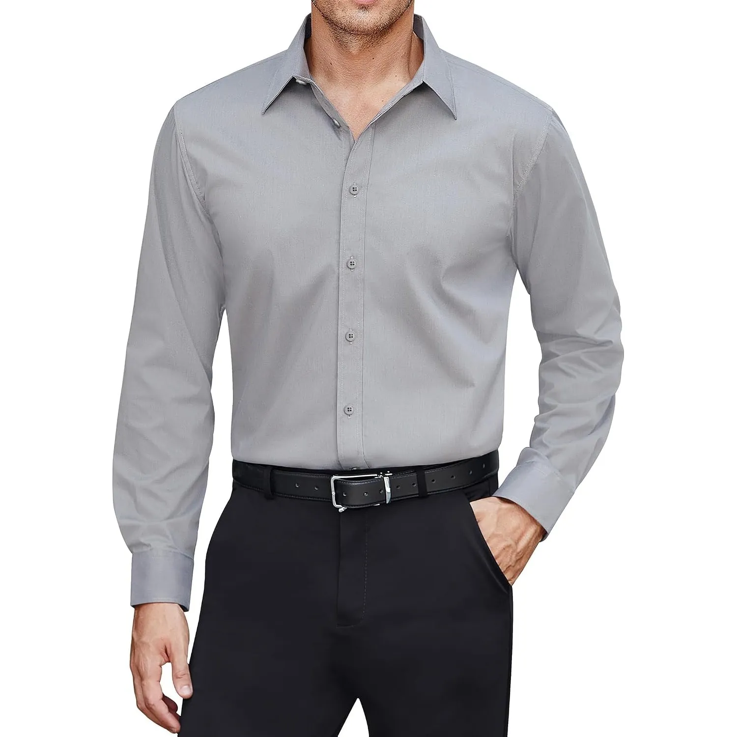 J.VER Herren Hemd Fleckenschutz Hemden Regular Fit Bügelleichtes Langarmhemd Klassisch Stretch Businesshemd Freizeit Ho…