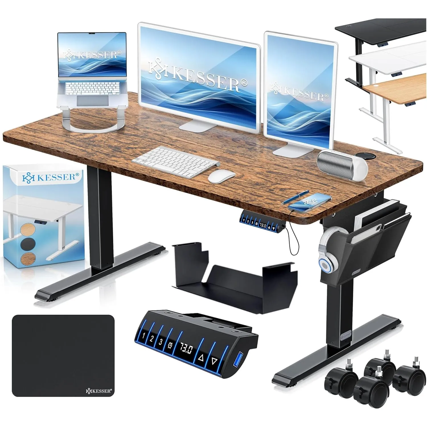 KESSER® höhenverstellbarer Schreibtisch elektrisch 120 x 60 cm, ergonomischer Steh-Sitz Tisch mit 3-Memory-Funktion, St…