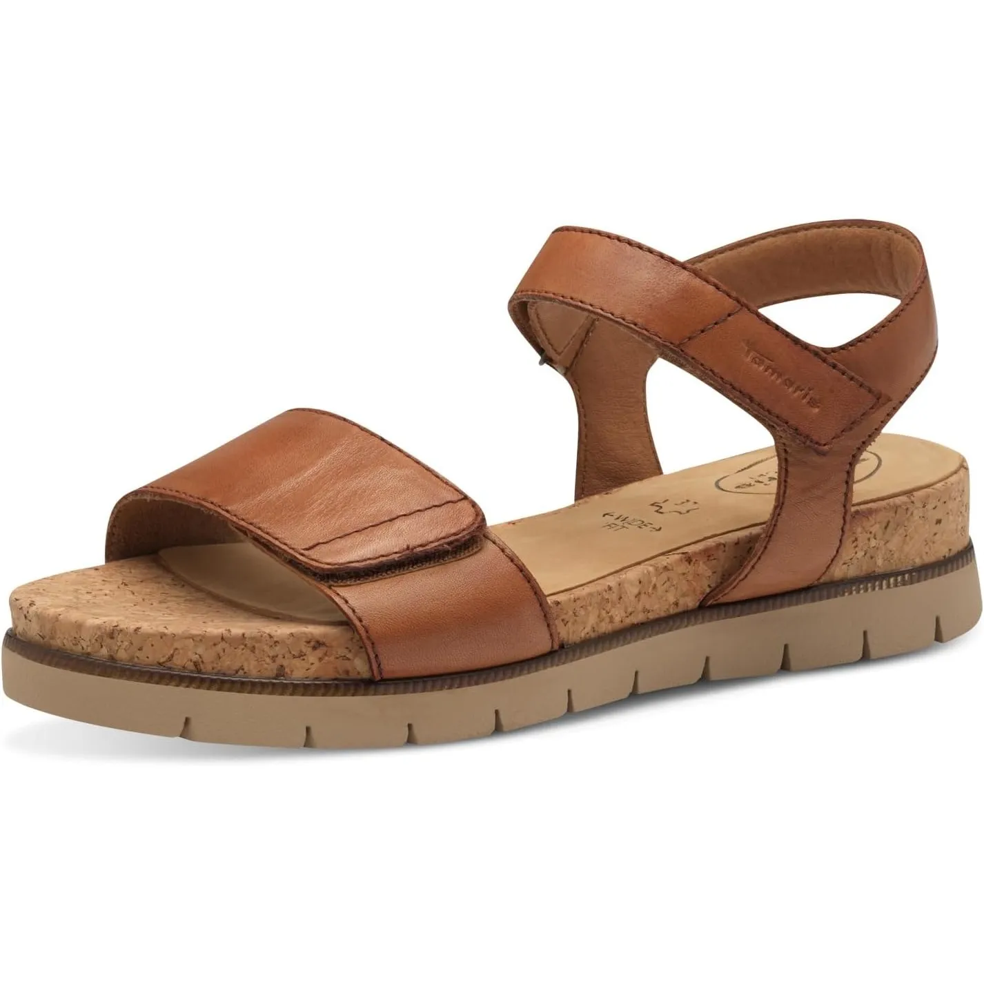 Tamaris Comfort Damen Sandalen flach aus Leder mit Klettverschluss