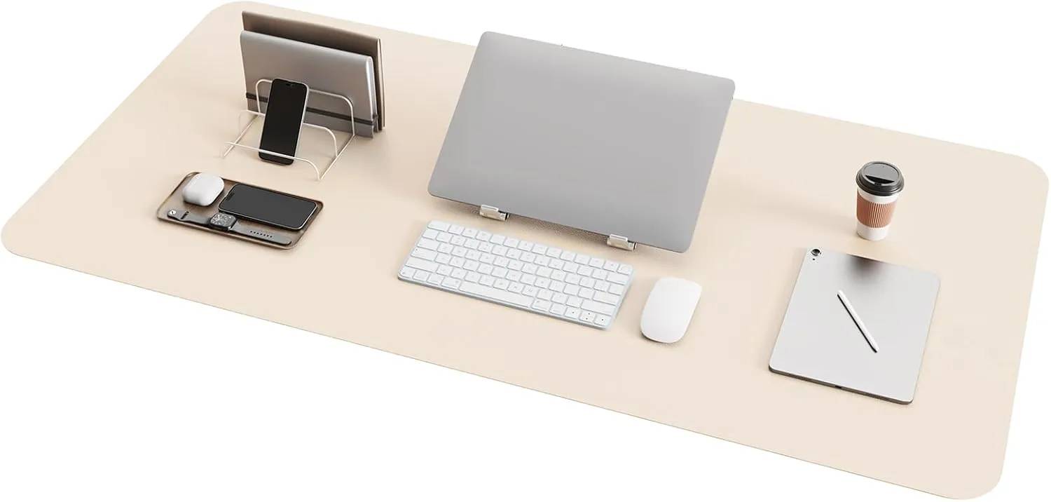 YSAGi Schreibtischunterlage, Mauspad mit Leder und Rutchfeste Wildleder, Multifunktionales Office Mousepad Laptop Schre…