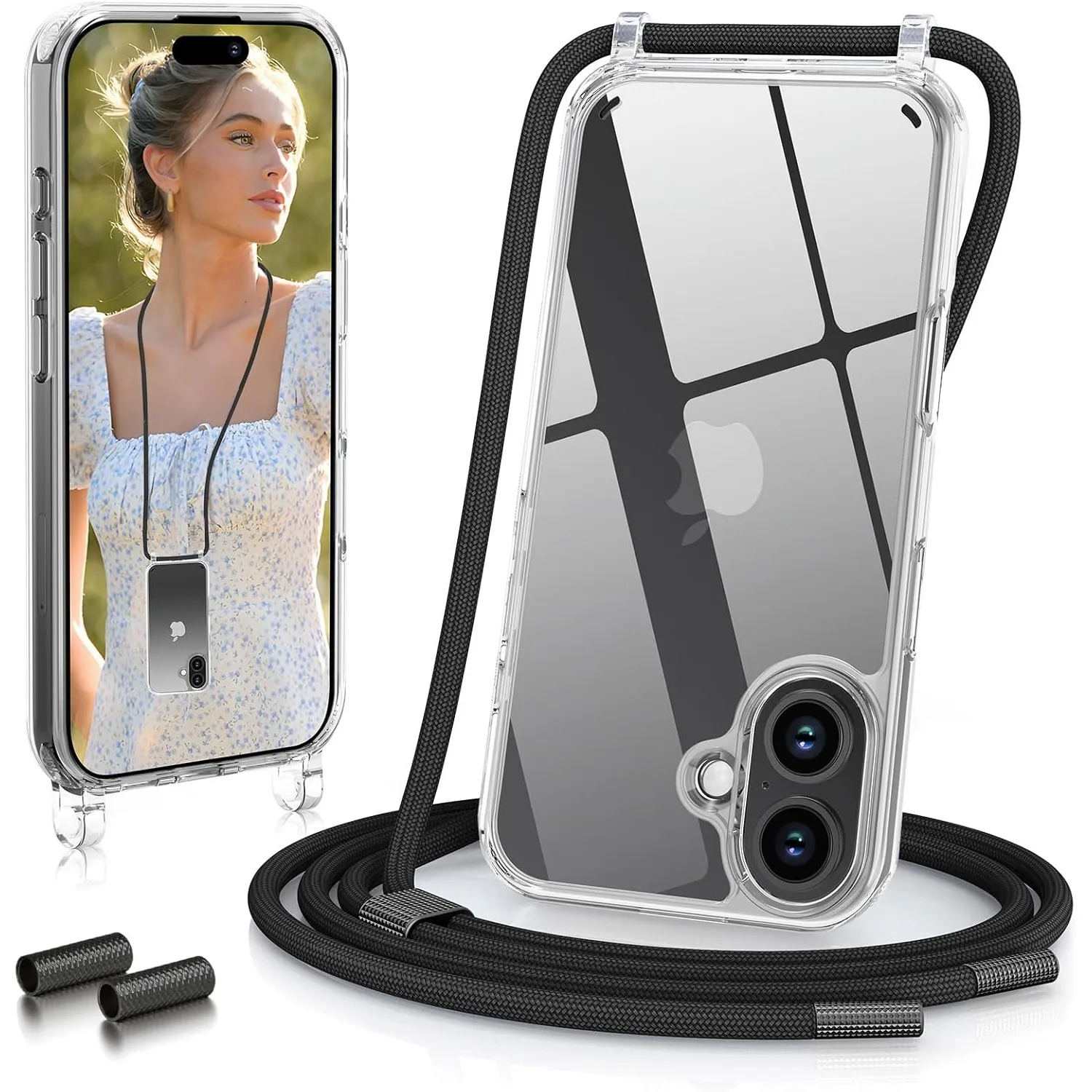 GOODVISH Handykette für iPhone 16 Hülle mit Band (6.1") | Kameraschutz und Bildschirmschutz | | Necklace Handyhülle mit…