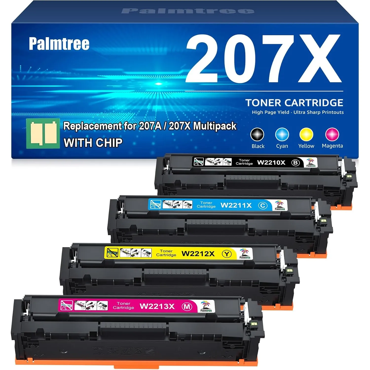 Palmtree 207X Mit Chip Toner Kompatibel für HP 207X 207A Schwarz für HP Color LaserJet Pro MFP M283fdw Toner für Color …