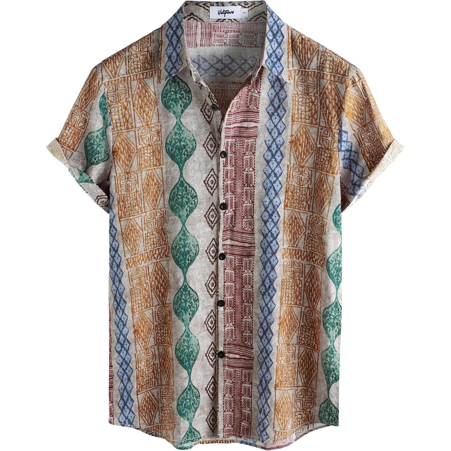 VATPAVE Herren Hawaii Hemd Männer Kurzarm Sommer Freizeithemd Casual Strand Blumen Hawaiihemd