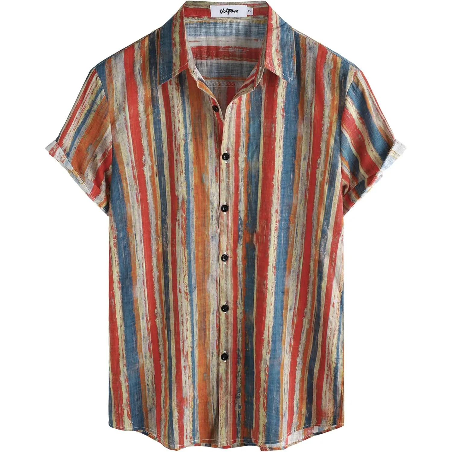 VATPAVE Herren Hawaii Hemd Männer Kurzarm Sommer Freizeithemd Casual Strand Blumen Hawaiihemd