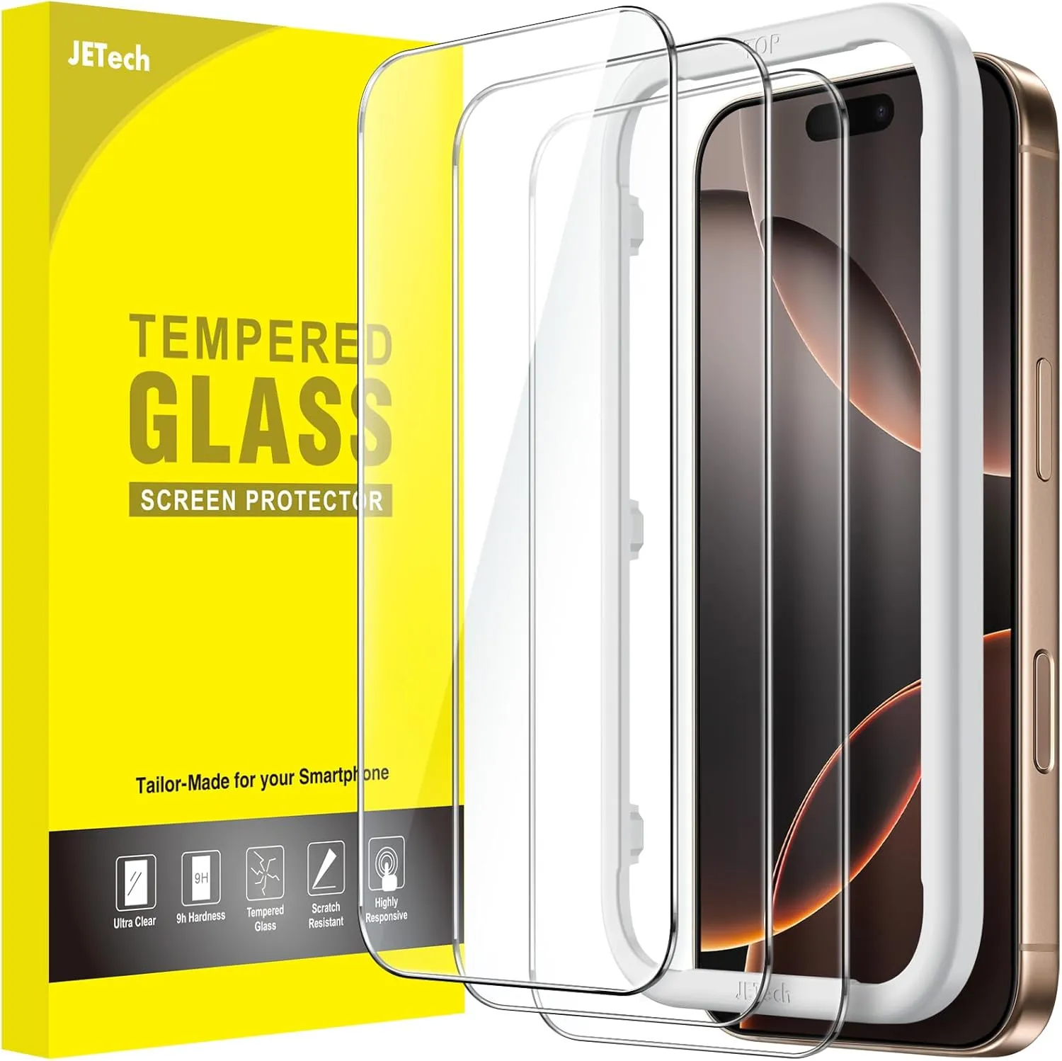 JETech Screen Protector for iPhone 16 Pro Max 6.9 Inch, Tempered Glass Screen Protector with Easy Installation Tool, Do…