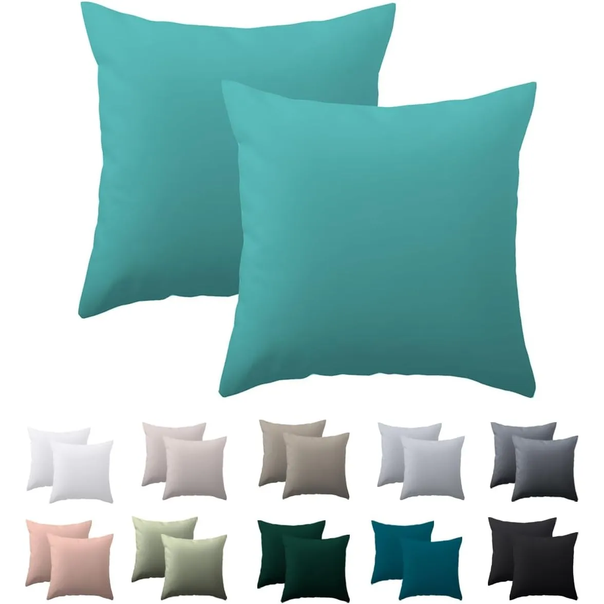Kissenbezug 80x80 2er Set, Türkis, 100% Mikrofaser