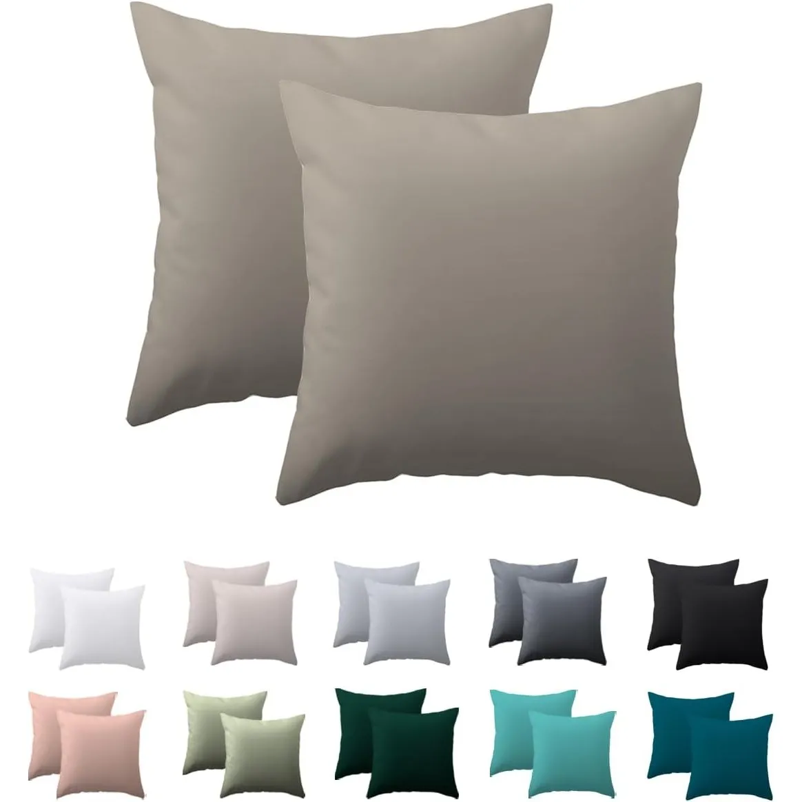 Kissenbezug 40x40 2er Set, Taupe, 100% Mikrofaser