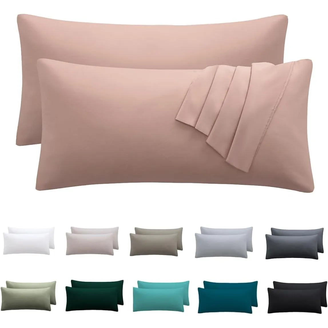 Kissenbezug 40 x 80 2er Set, Rosa, 100% Mikrofaser