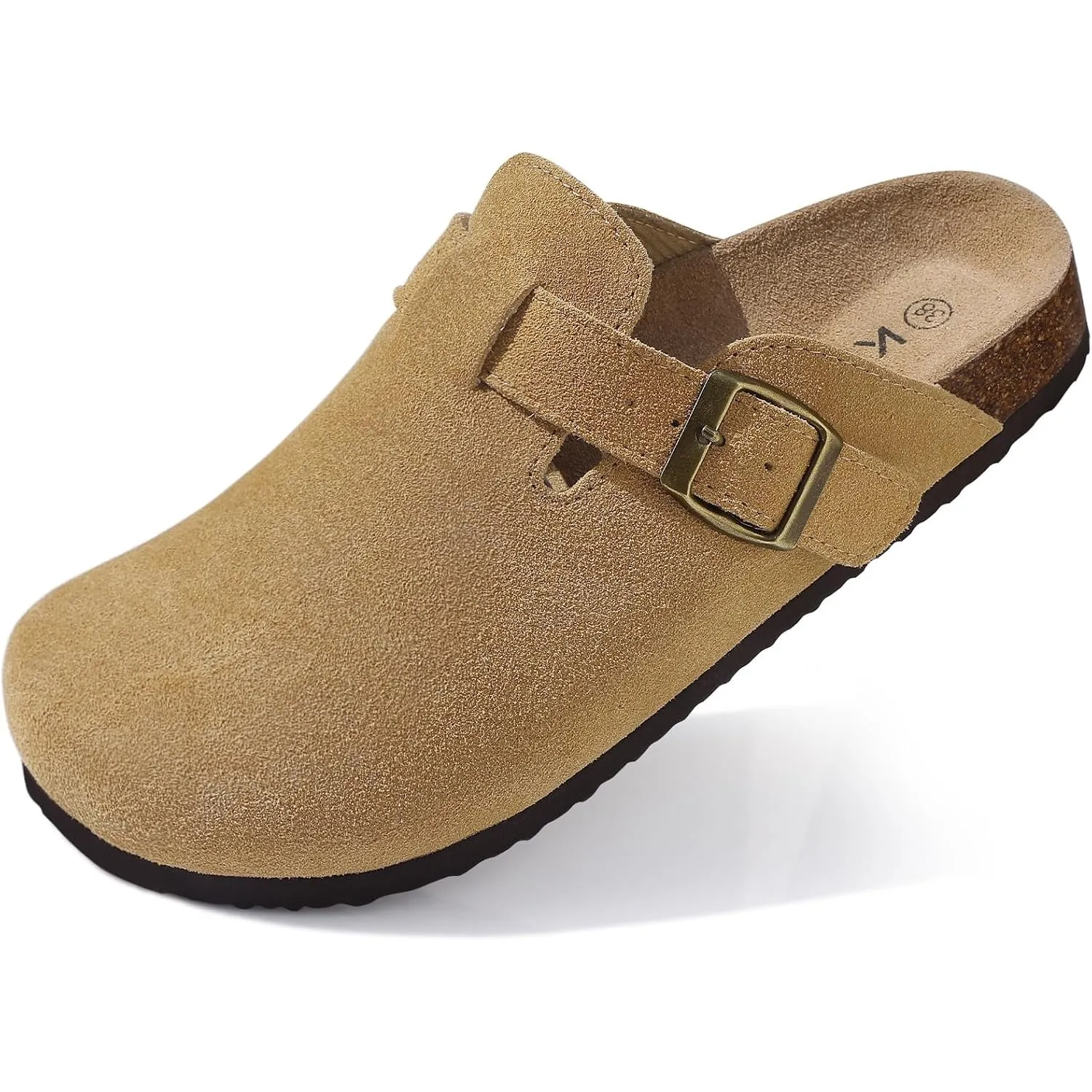 Comwarm Wildleder Damen Clogs Kork Fußbett Pantoletten