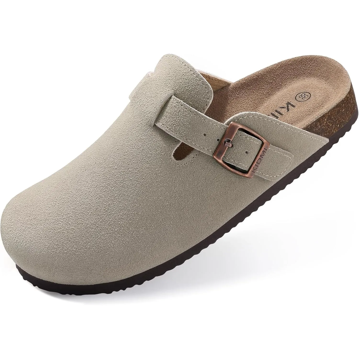Comwarm Wildleder Damen Clogs Kork Fußbett Pantoletten
