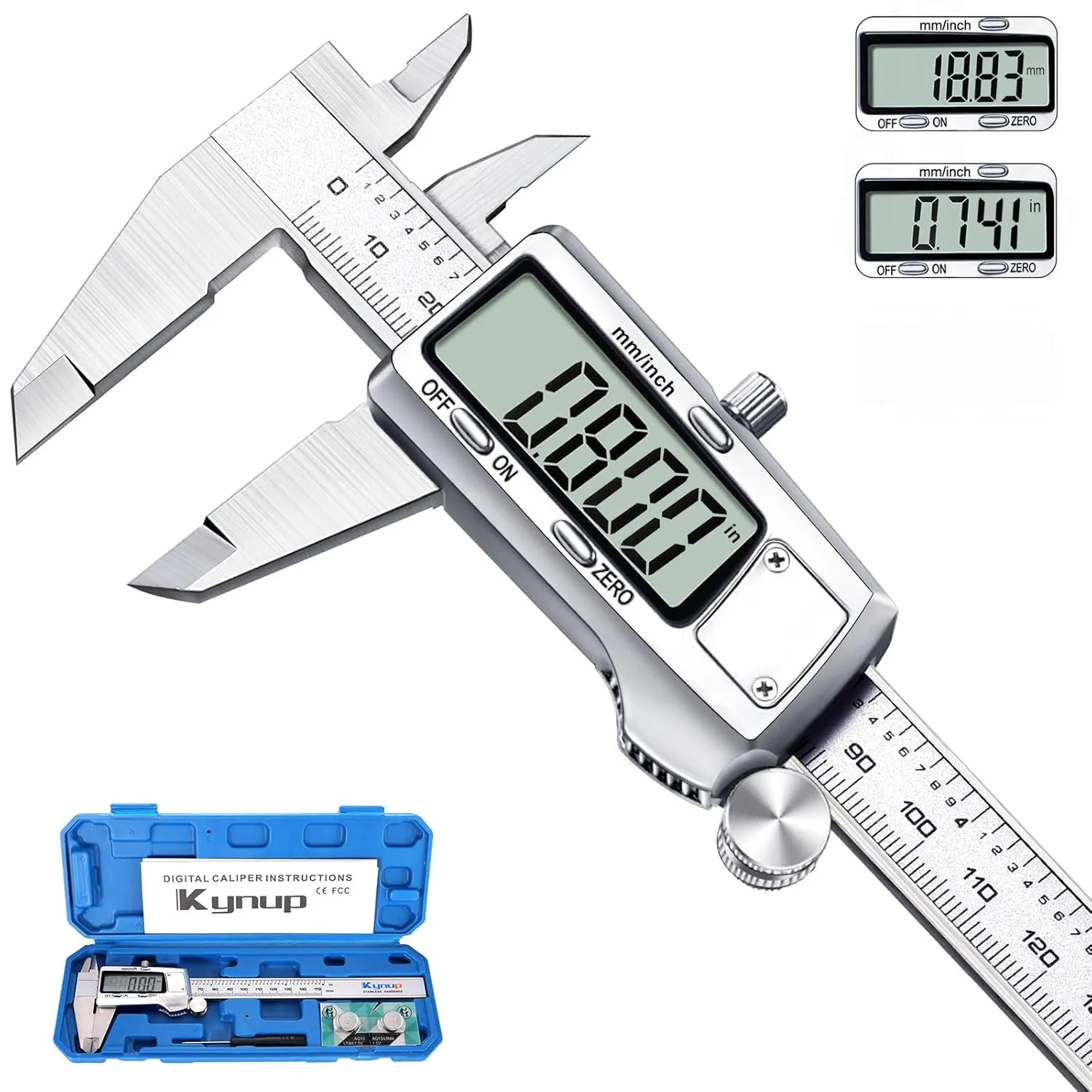 Kynup Digital Vernier Calliper, 150 mm Calliper Digital Stainless Steel, Electronic Caliper Measuring Tools, Fully Off,…