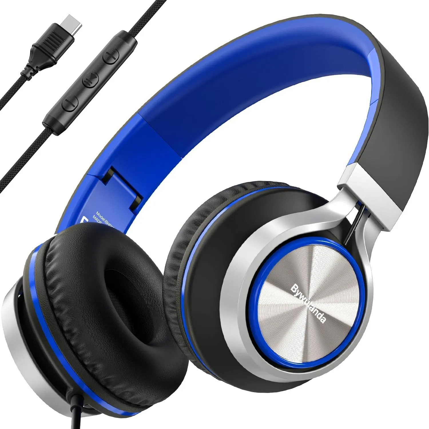 Bywulanda USB-C Kopfhörer mit Mikrofon und Lautstärkeregler, Over Ear Stereo Headsets für iPhone 15, 16 Pro, kabelgebun…