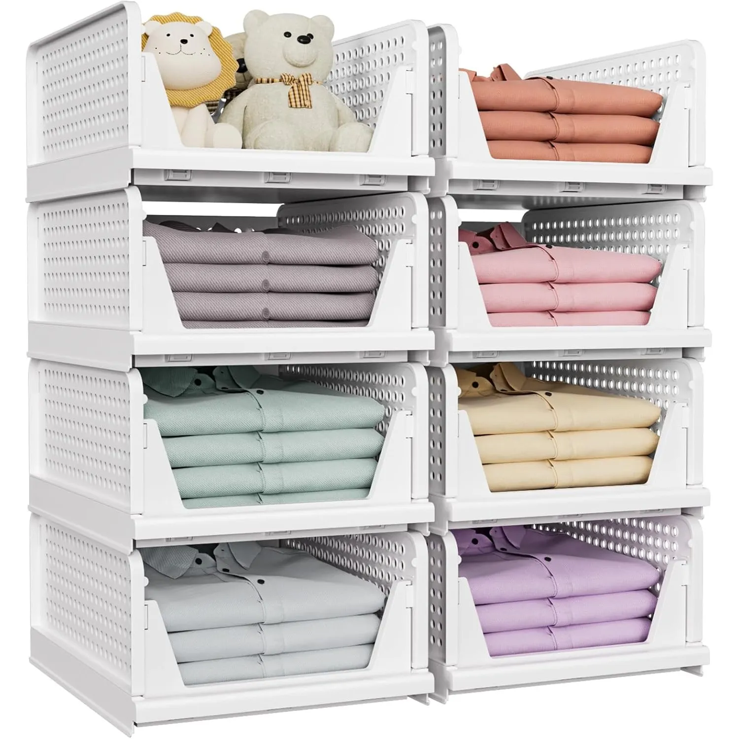 SNSLXH 8 Pack Stapelbar Schrank Kleiderschrank Organizer, Multifunktionale & Faltbare Organizer für Bad Küche Lagerung,…