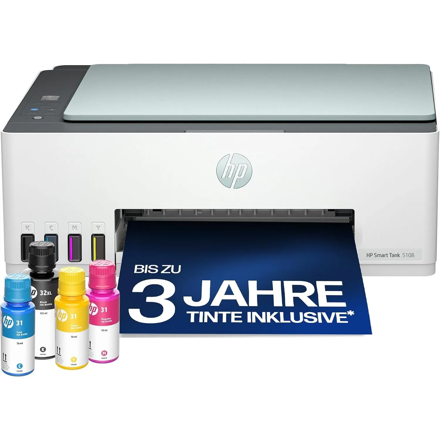 HP Smart Tank 5108 3-in-1 Multifunktionsdrucker (WLAN; Mobiles Drucken) – 3 Jahre Tinte inklusive, 3 Jahre Garantie bei…